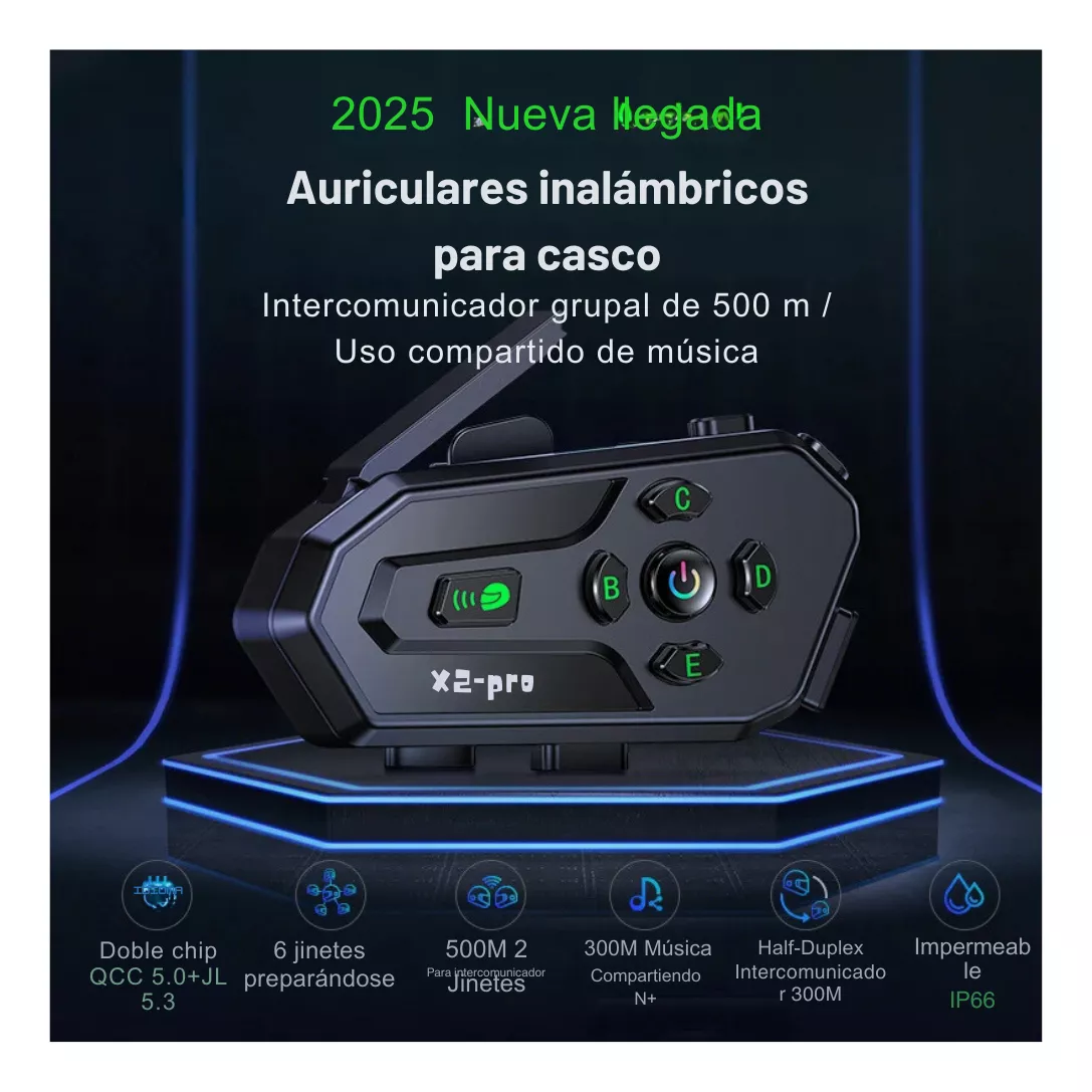 Intercomunicador 6 Pilotos Bluetooth Casco Moto X2pro 25hr - Image 7
