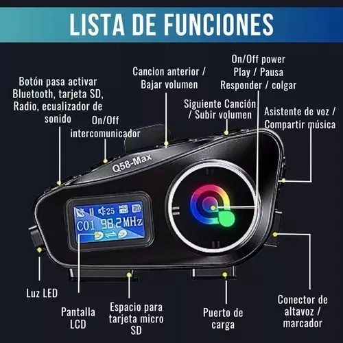 Intercomunicador Q58-max Fm Comparte Música Casco Moto X2und - Image 5