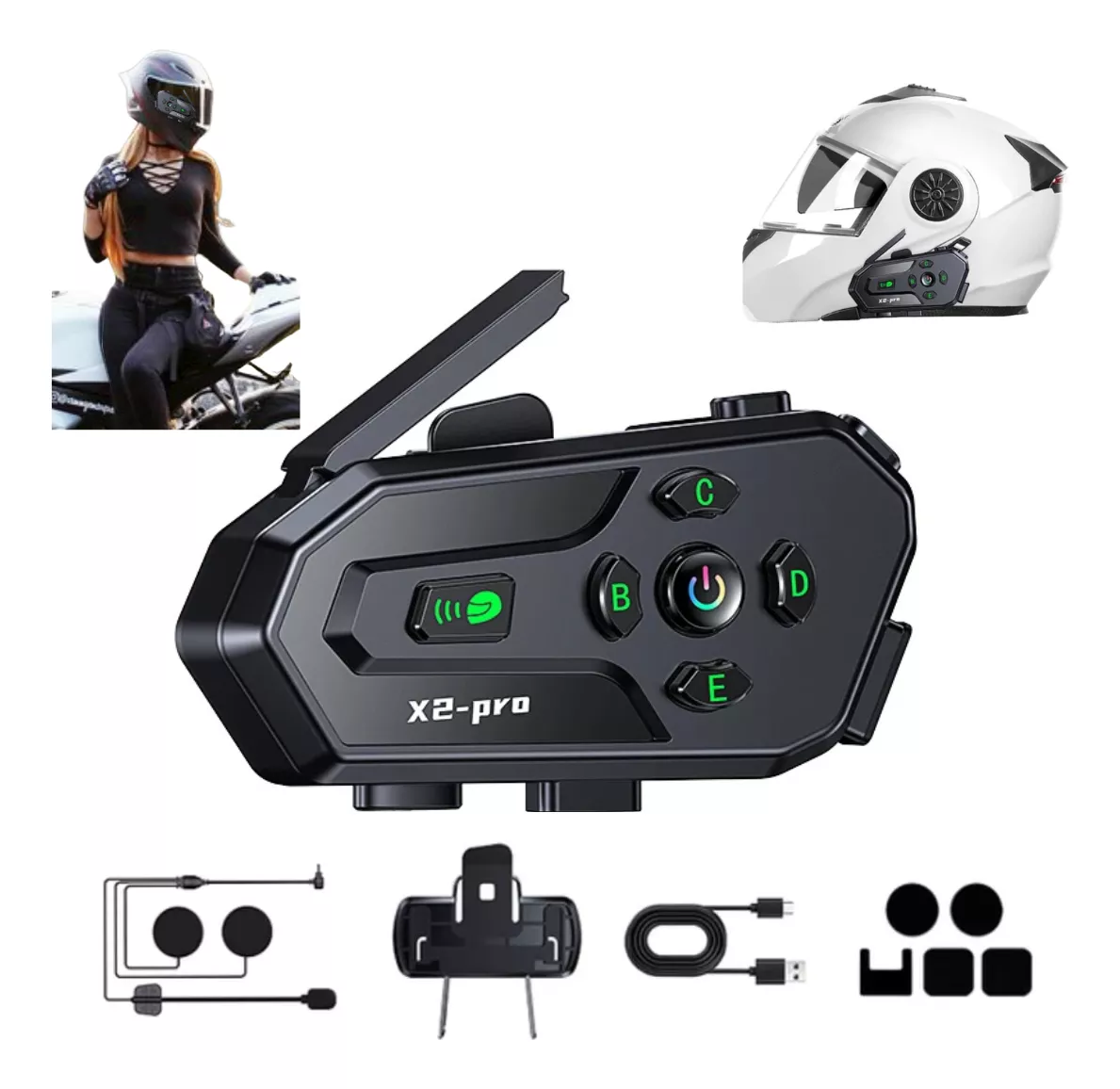 Intercomunicador 6 Pilotos Bluetooth Casco Moto X2pro 25hr