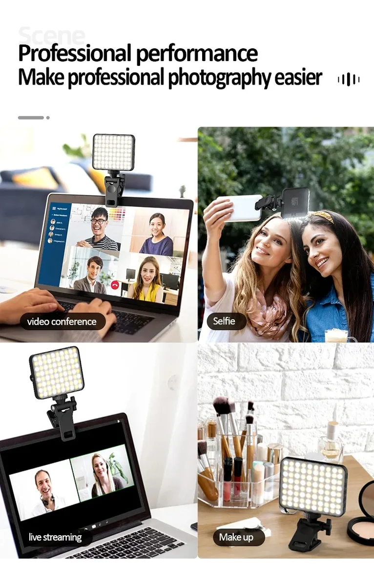 Luz Led Selfie Portátil Para Celular Video Tablet +clip - Image 4