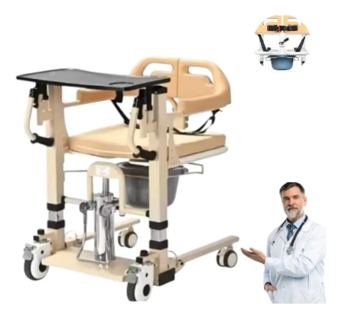 Silla Traslado Elevación Pacientes Impermeable Baño Ducha - Image 2