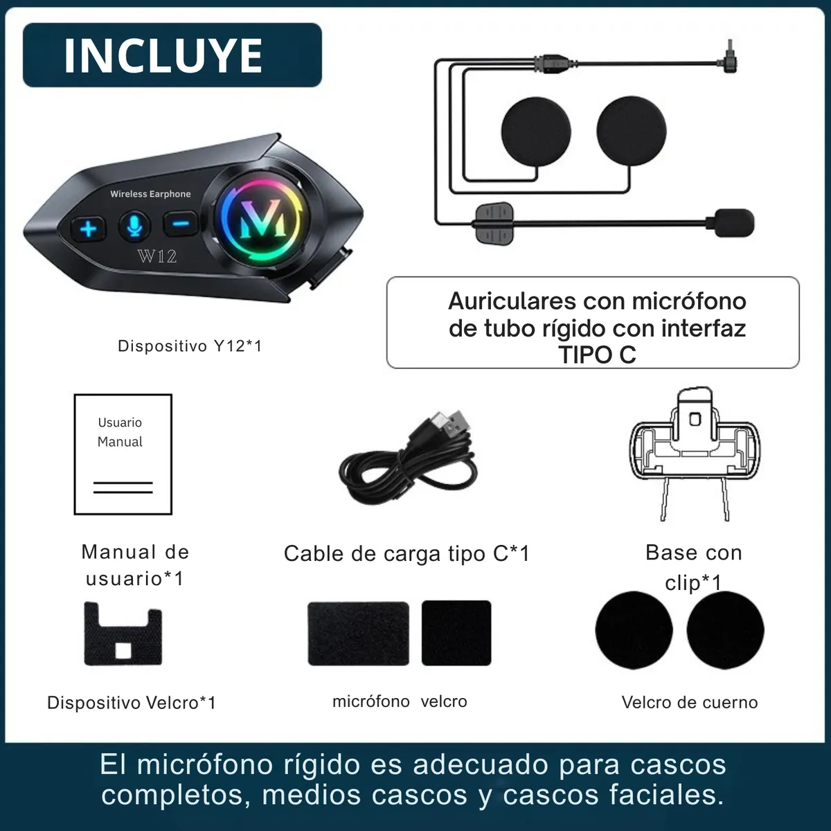 Auricular Bluetooth Y12 Casco Moto Radio Fm Alta Fidelidad - Image 3