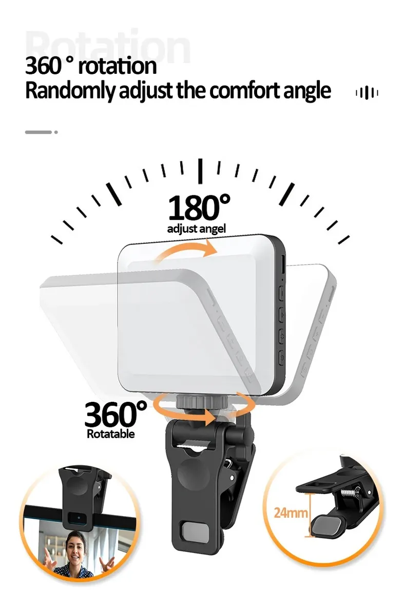 Luz Led Selfie Portátil Para Celular Video Tablet +clip - Image 2