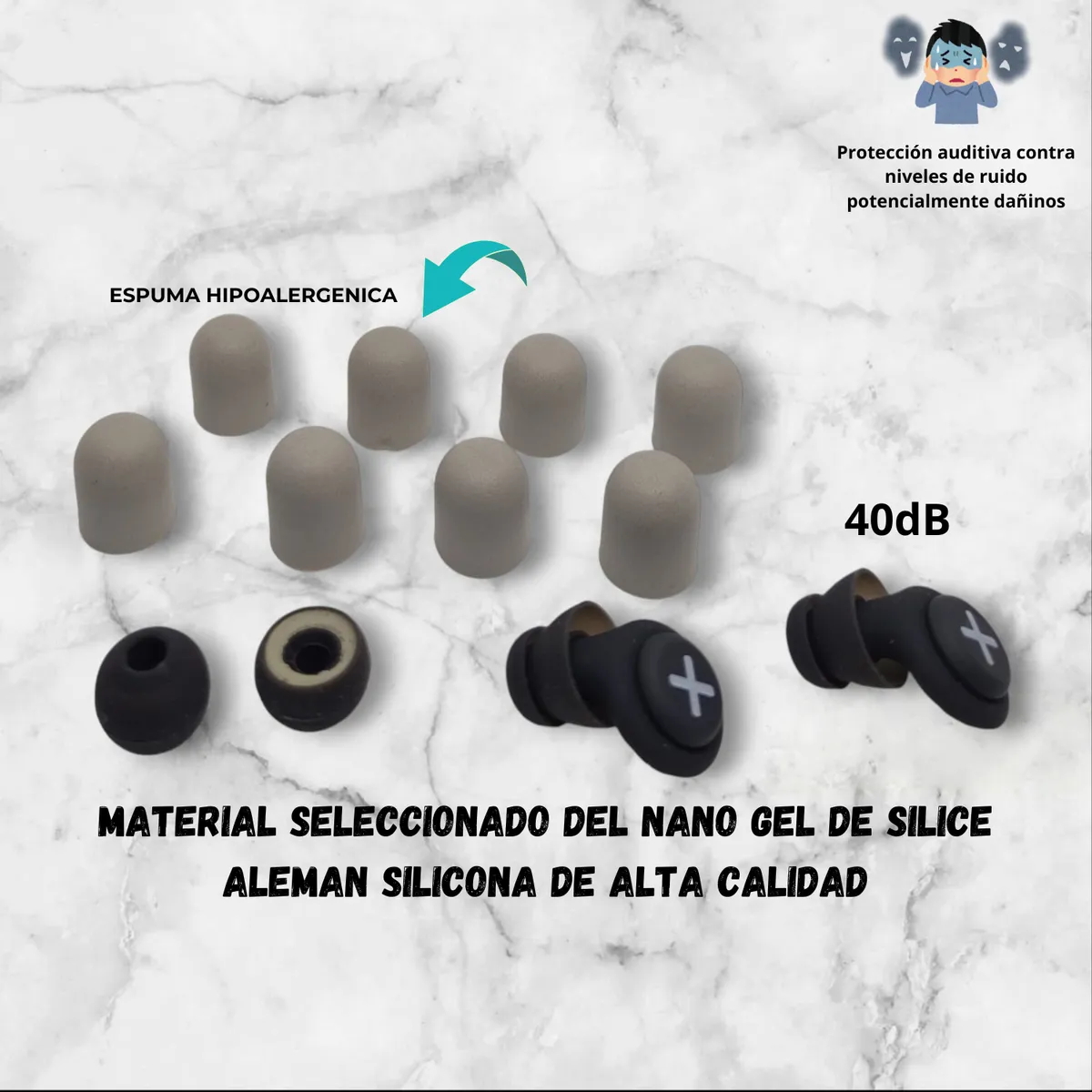 Tapones Para Dormir Cancelación De Ruido Silicona Multiuso - Image 2