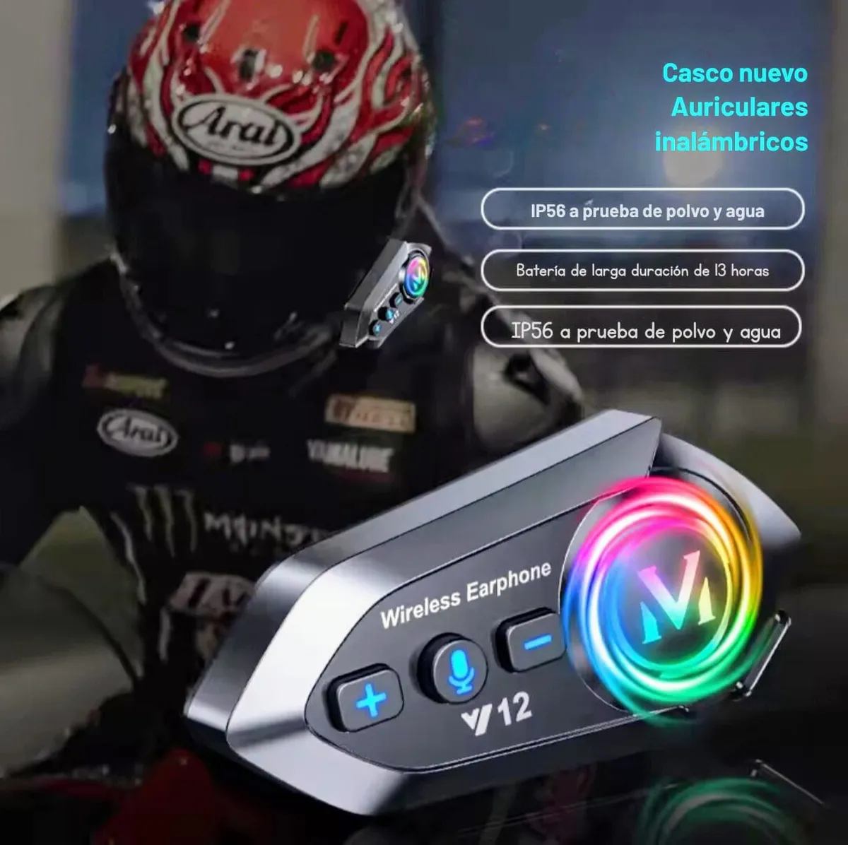 Auricular Bluetooth Y12 Casco Moto Radio Fm Alta Fidelidad - Image 8