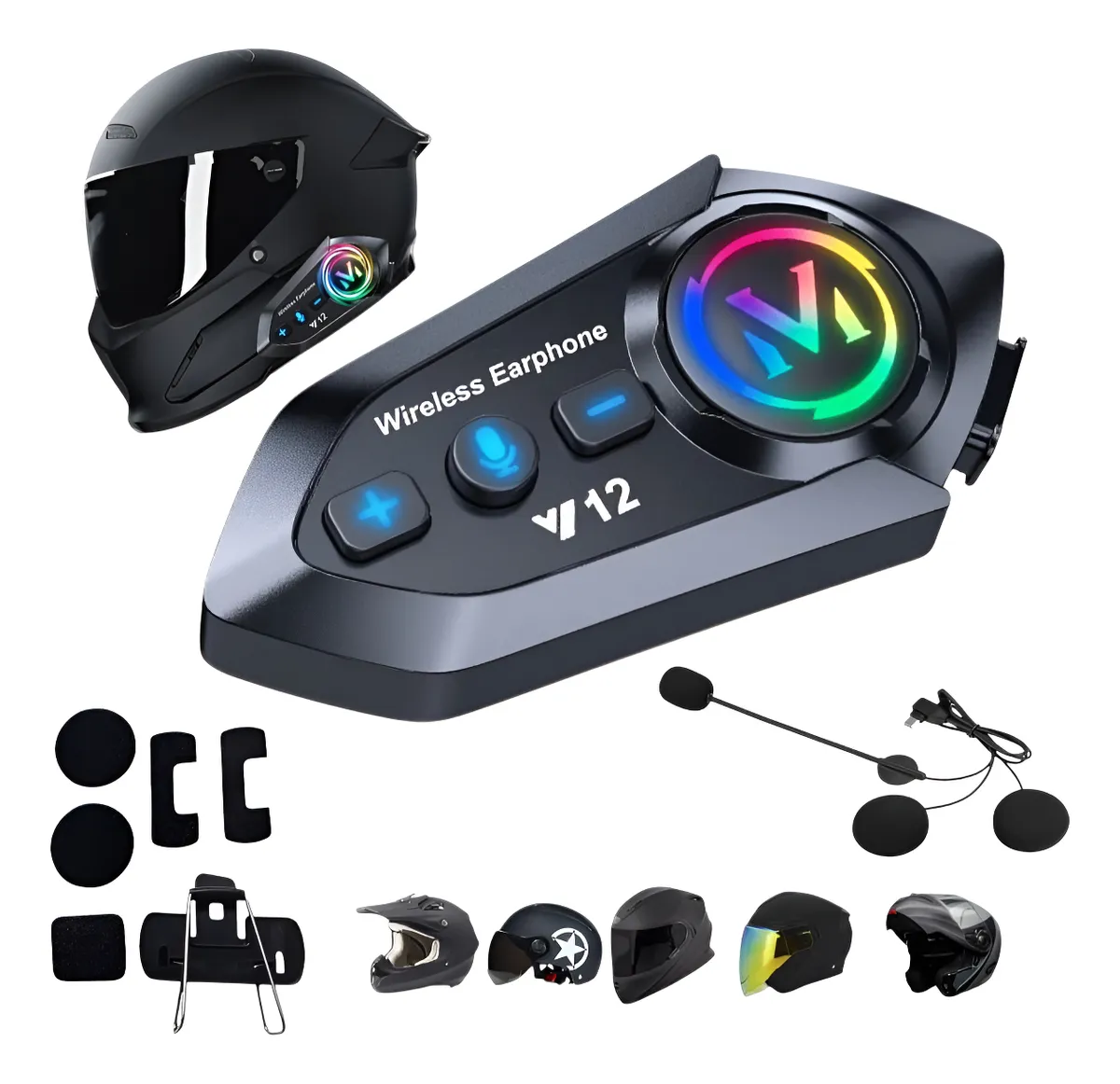 Auricular Bluetooth Y12 Casco Moto Radio Fm Alta Fidelidad