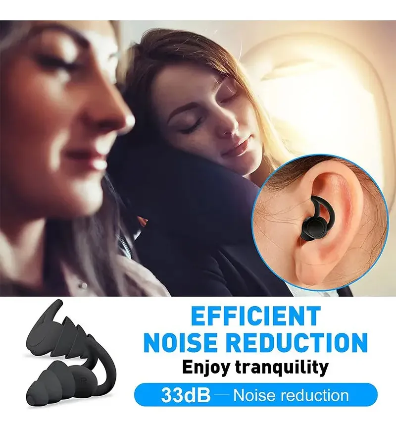 Tapones Para Dormir Protector De Ruido Negro Suave Silicona - Image 5