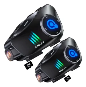 Intercomunicador Cámara Hd 1080p Q28-2x Casco Moto 2unidades