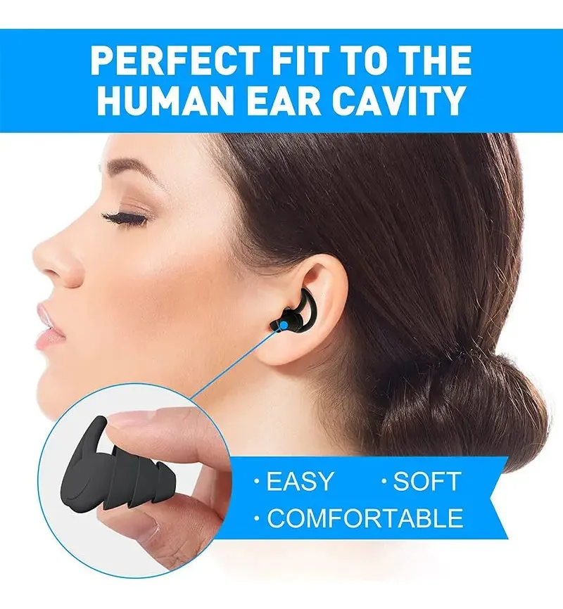 Tapones Para Dormir Protector De Ruido Negro Suave Silicona - Image 4