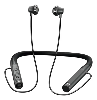 Audífonos Bluetooth Cuello Nuca 100horas Magnético Micro Sd Color Negro Luz Blanco