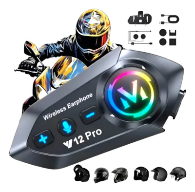 Intercomunicador Y12pro Negro Bluetooth Moto Casco Auricular