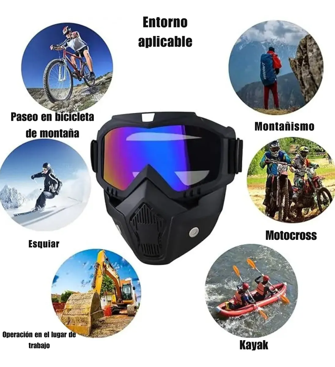 Careta Desmontable Motocross Painball Airsoft Ciclismo - Image 4
