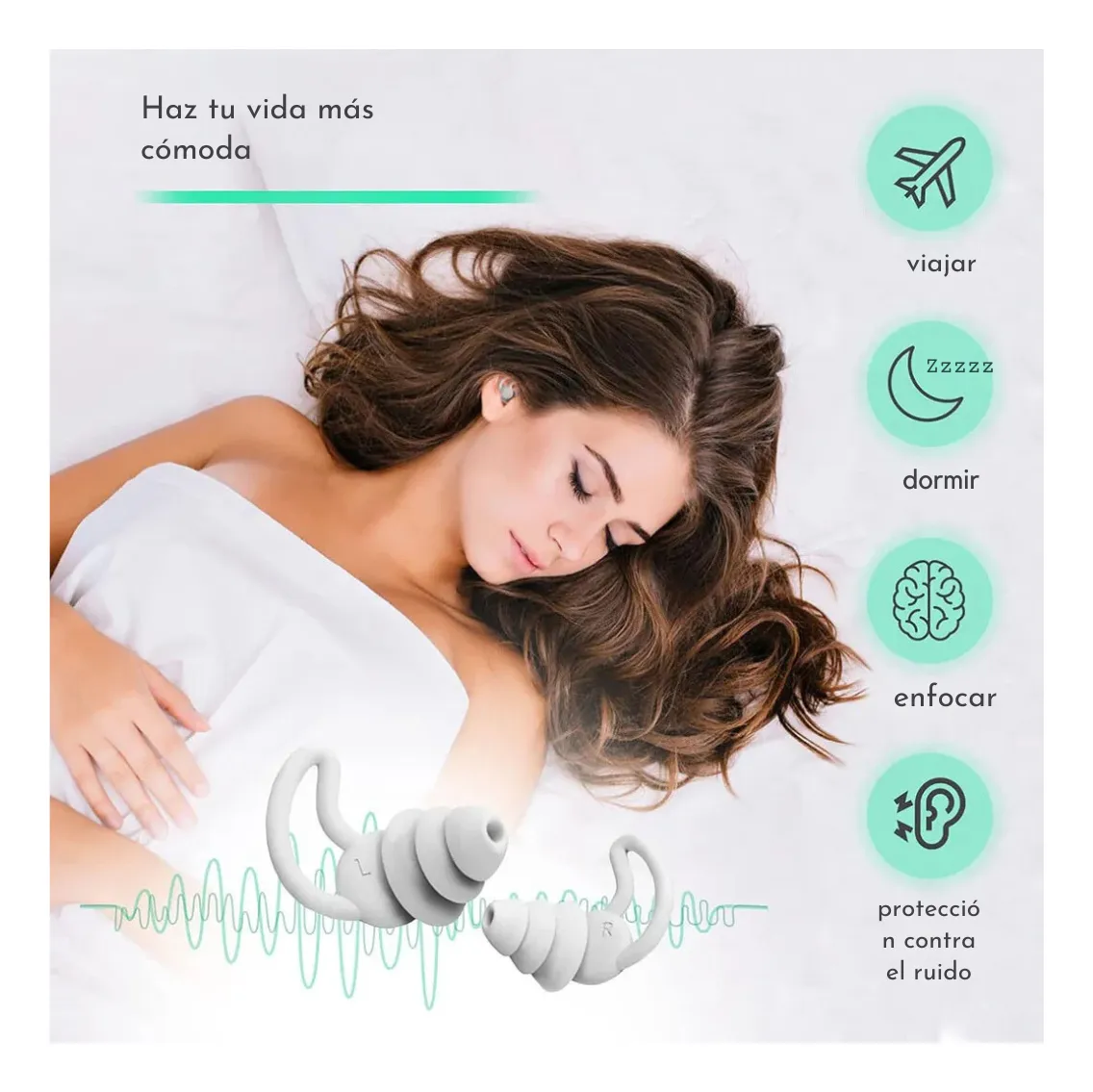 Tapones Dormir Suaves Protector Oído Cancelación Ruido - Image 4