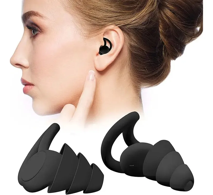 Tapones Para Dormir Protector De Ruido Negro Suave Silicona