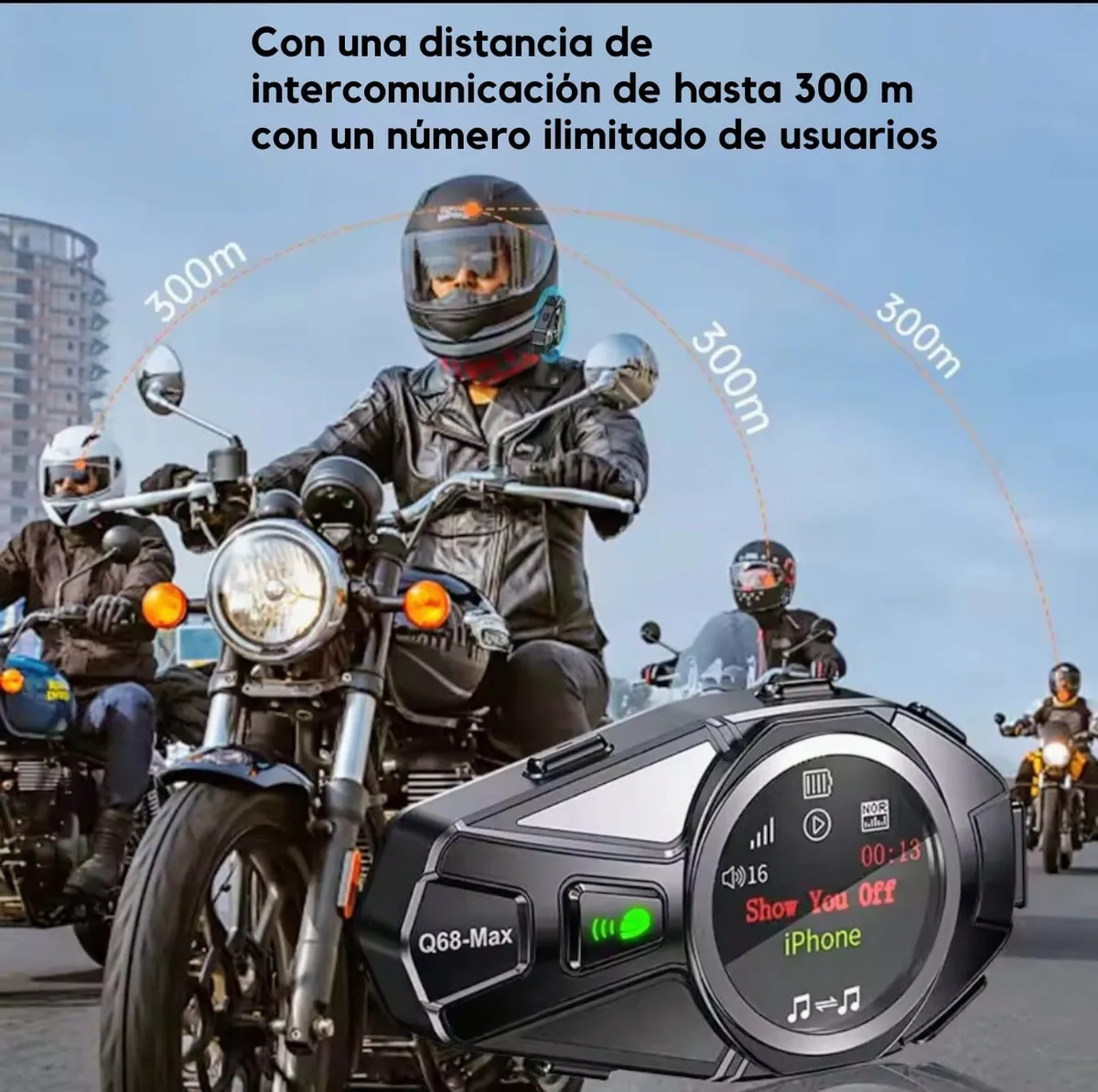 Intercomunicador Q68max Casco Moto Bluetooth Comparte Música - Image 5