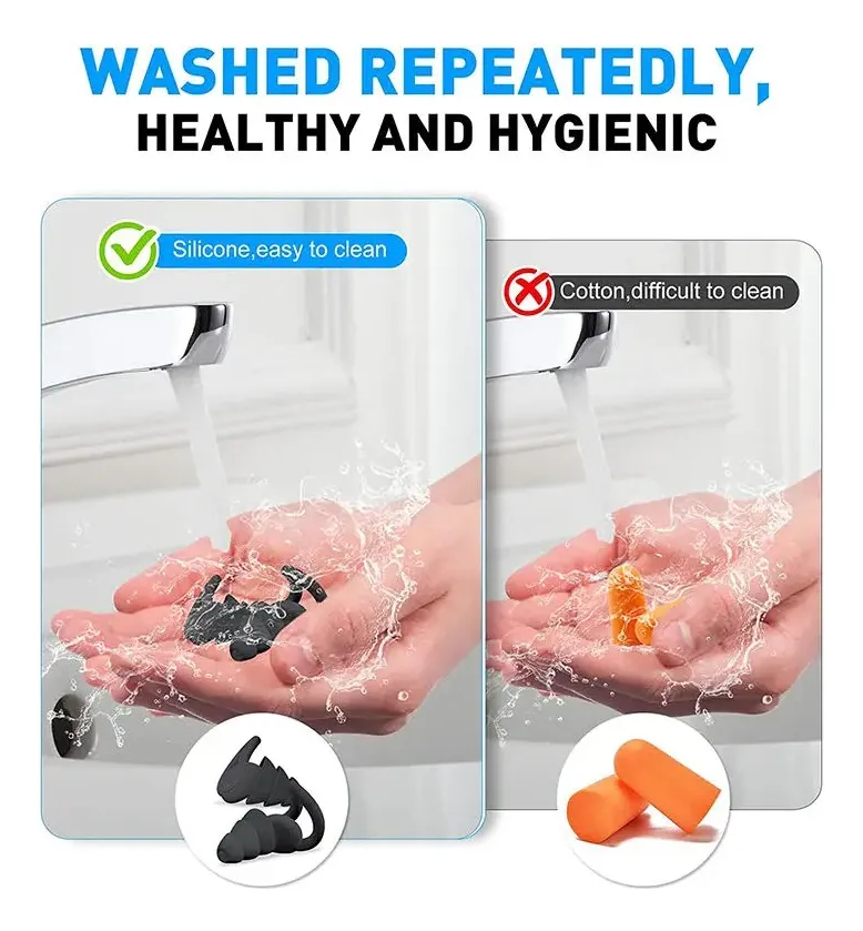 Tapones Para Dormir Protector De Ruido Negro Suave Silicona - Image 3